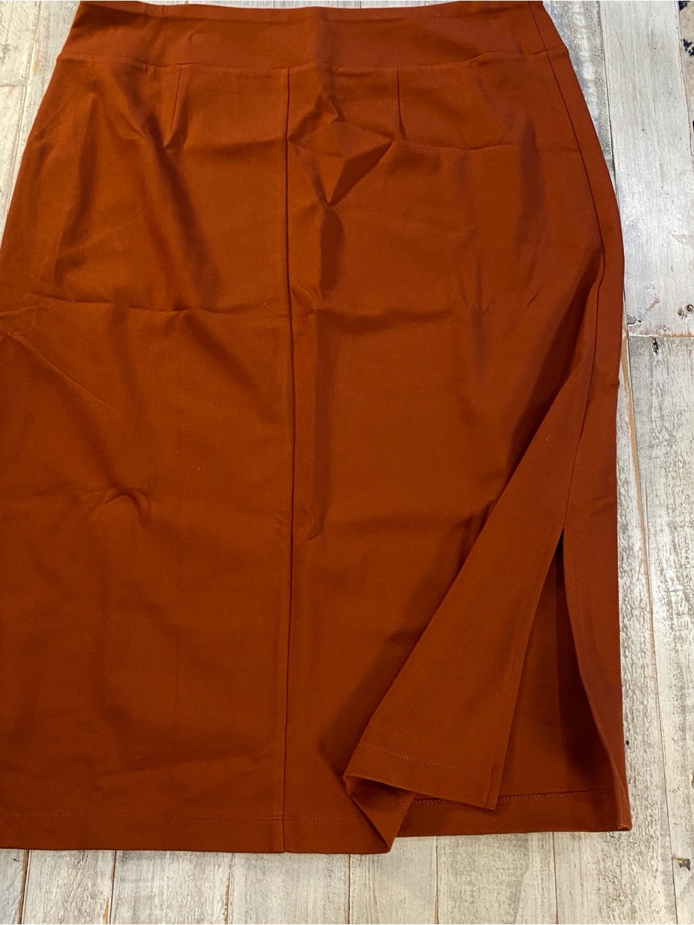 Nine West Rust Pencil Skirt with Side Vent stretch elastic waist business casual
